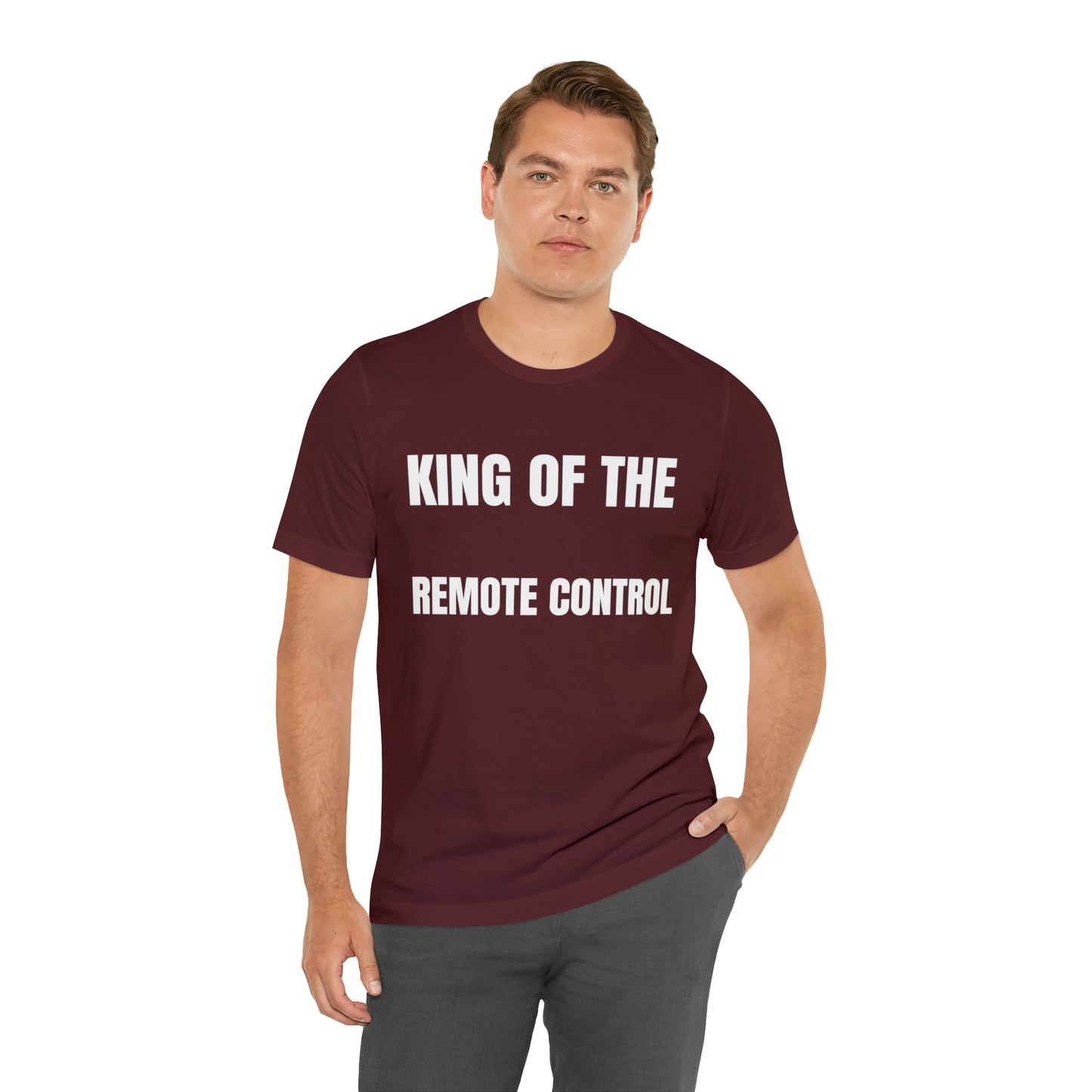 Unisex Jersey Tee: Short Sleeve, King of the Remote Control Design