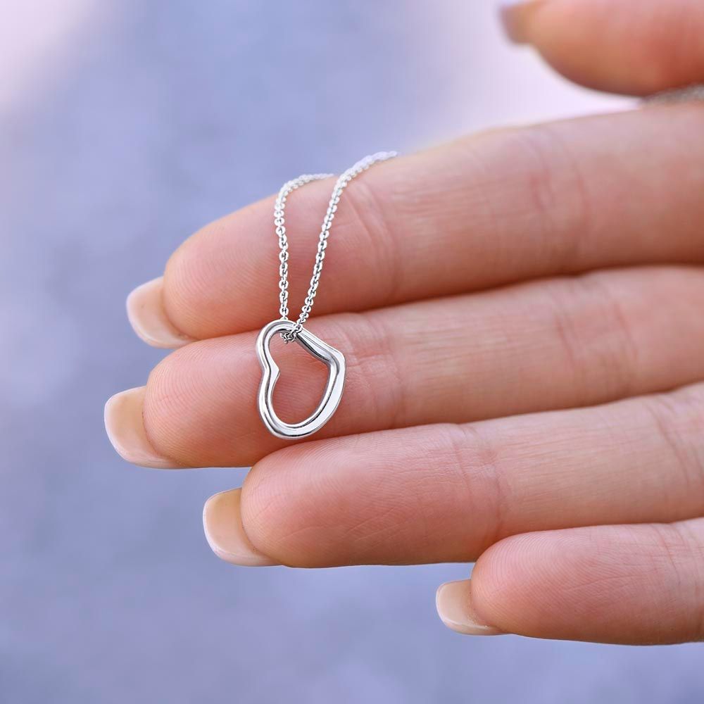 Delicate Heart Necklace in Sterling Silver | Elegant Gift for Mothers | Timeless 14k White Gold or 18k Yellow Gold Finish
