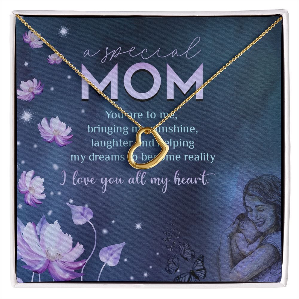 Delicate Heart Necklace in Sterling Silver | Elegant Gift for Mothers | Timeless 14k White Gold or 18k Yellow Gold Finish