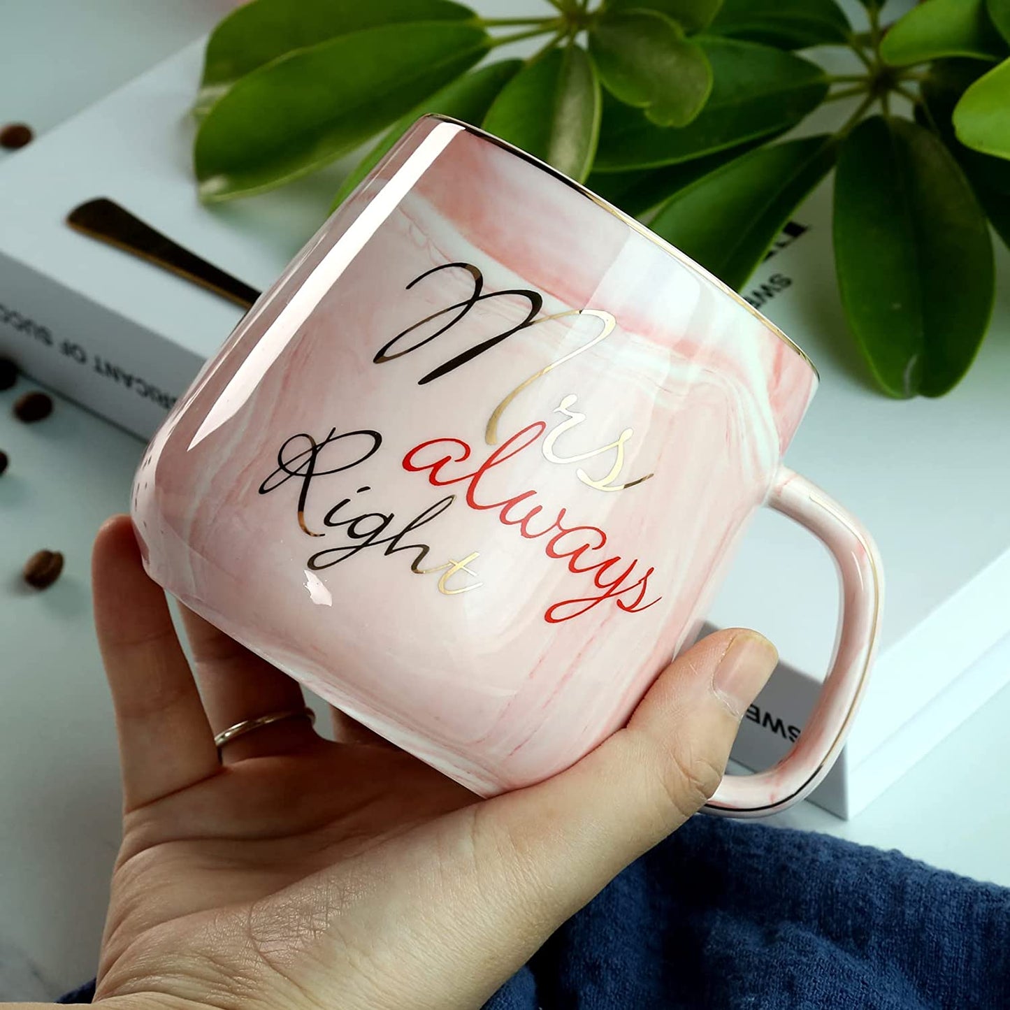 Mr Right & Mrs Always Right Marble Mugs Set - Perfect Engagement, Wedding & Anniversary Gift