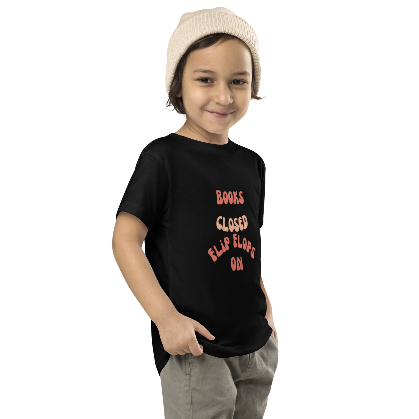 "Books Closed, Flip Flops On" - Comfortable and Stylish Toddler Short Sleeve Tee