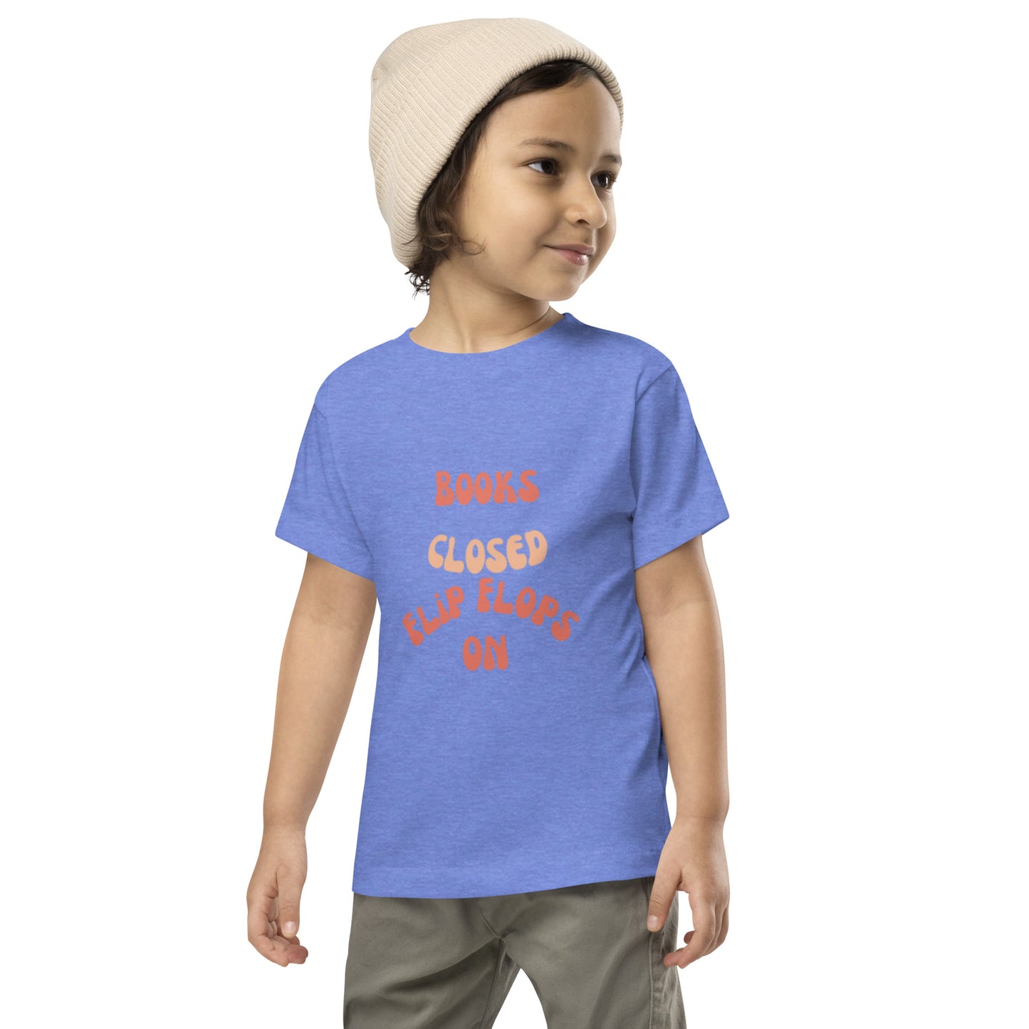 "Books Closed, Flip Flops On" - Comfortable and Stylish Toddler Short Sleeve Tee