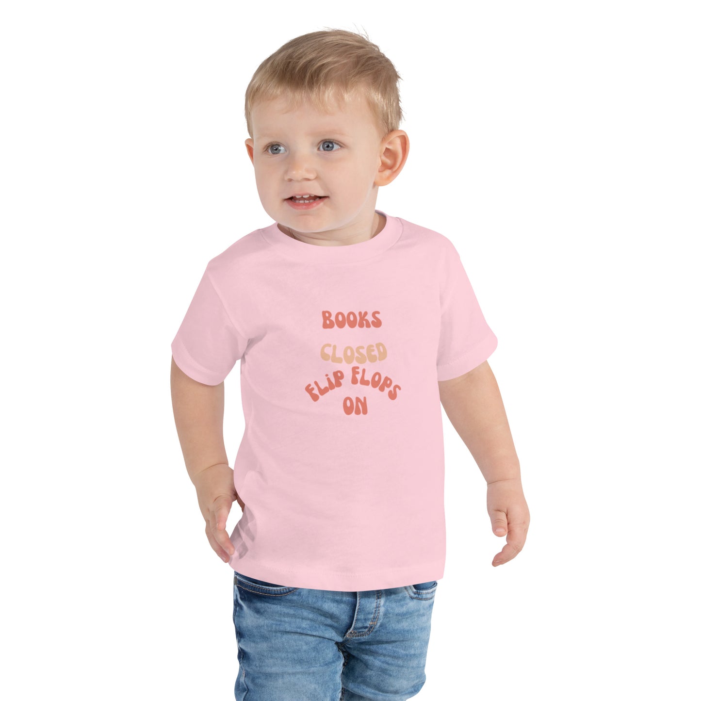 "Books Closed, Flip Flops On" - Comfortable and Stylish Toddler Short Sleeve Tee