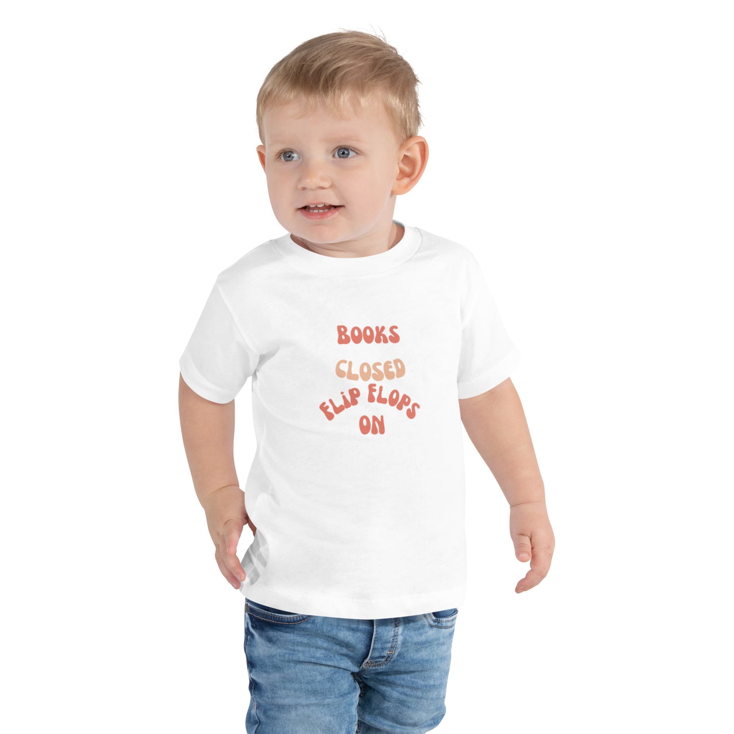 "Books Closed, Flip Flops On" - Comfortable and Stylish Toddler Short Sleeve Tee