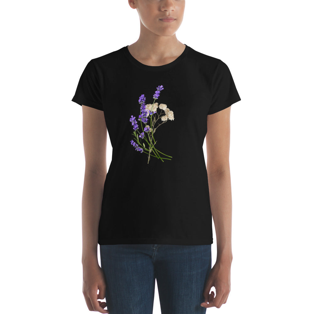 Women's Short Sleeve T-Shirt | Lavender Flower Design | Comfortable Cotton and Blend Styles