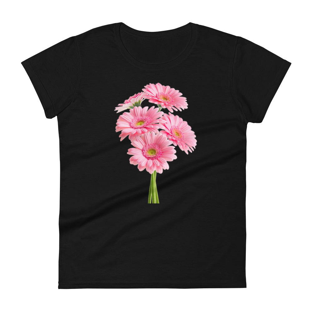 "Premium Women's Daisy-Printed Cotton T-Shirt with Short Sleeves - Exceptional Comfort and Durability"