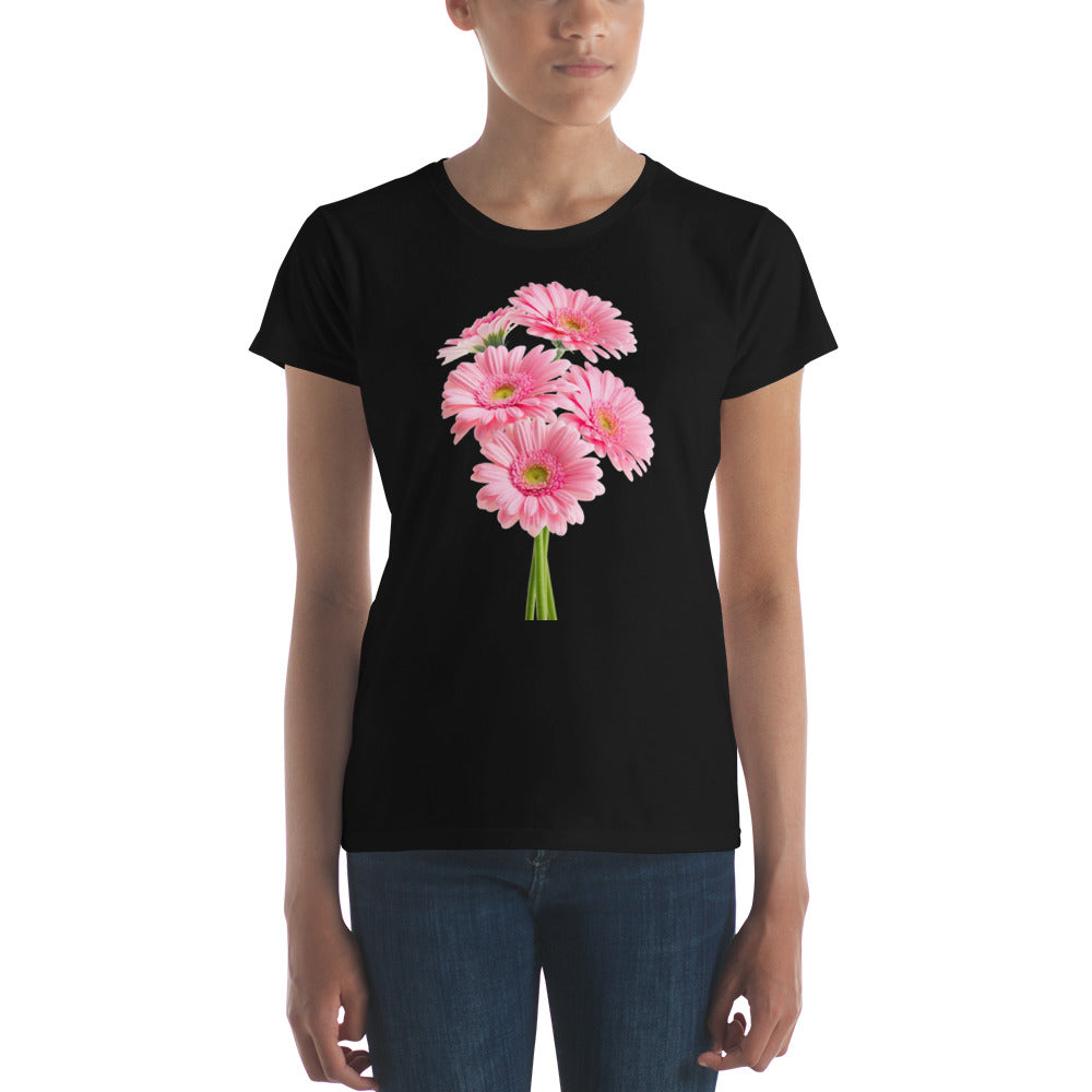 "Premium Women's Daisy-Printed Cotton T-Shirt with Short Sleeves - Exceptional Comfort and Durability"