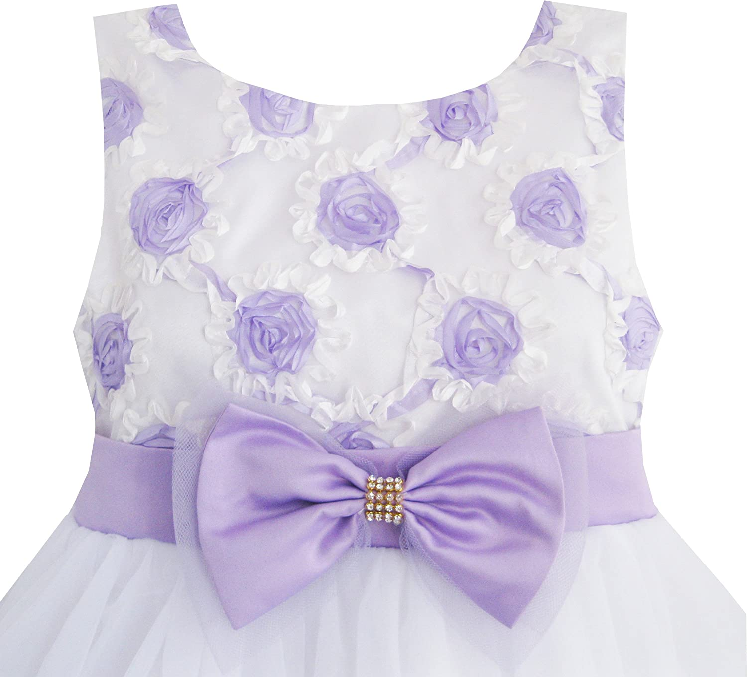 Elegant Girls Dress Purple Flower & White Tulle Design