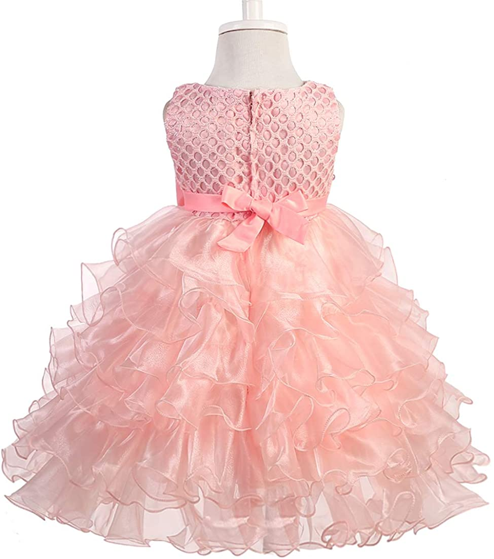  Baby Girl Dresses Ruffle Lace Pageant Party Wedding Flower Girl Dress