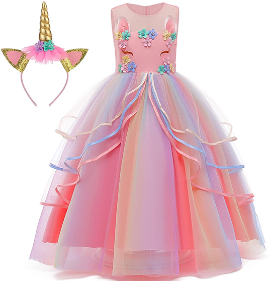 "Princess Unicorn Dress for Little Girls - Ideal for Birthday Parties, Halloween, and Dress-up Occasions"