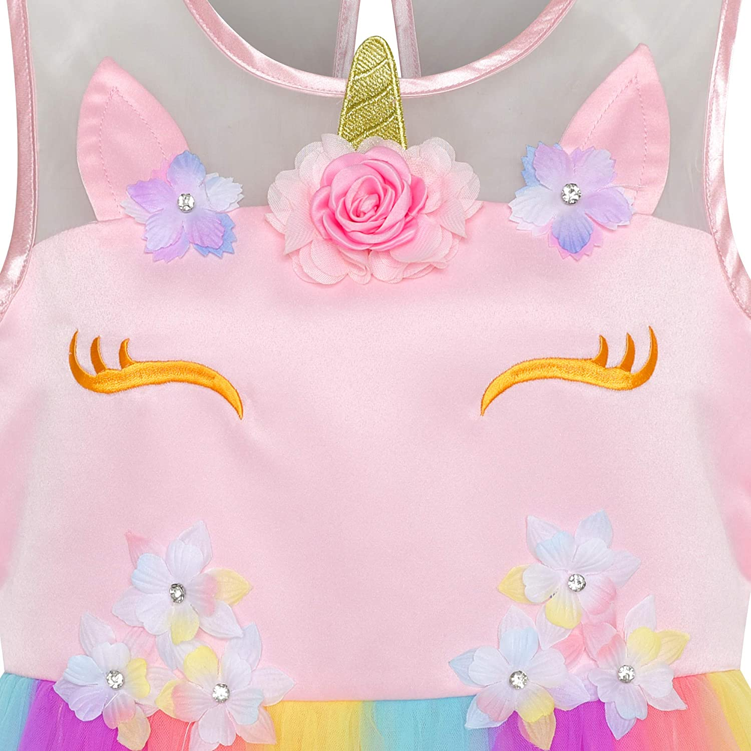 "Unicorn Rainbow Pageant Princess Party Dress for Girls"