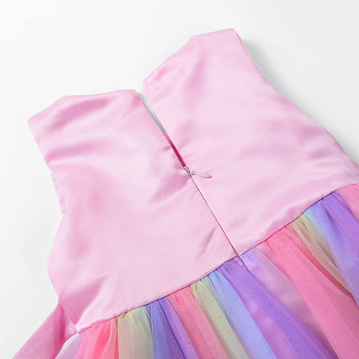 Sleeveless Tulle 3D Flower Rainbow Dress for Little Girls - Perfect for Weddings, Parties and Dress Up!