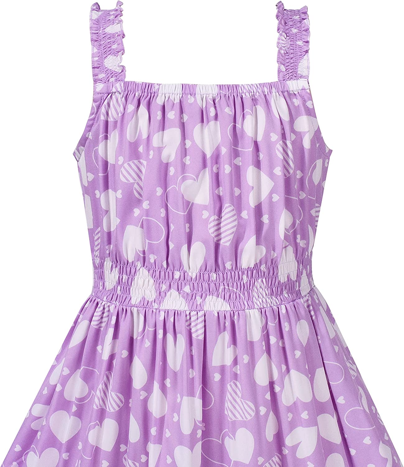 Girls' Purple Hi-Low Summer Party Dress Size 6-12, Comfortable Polyester Material