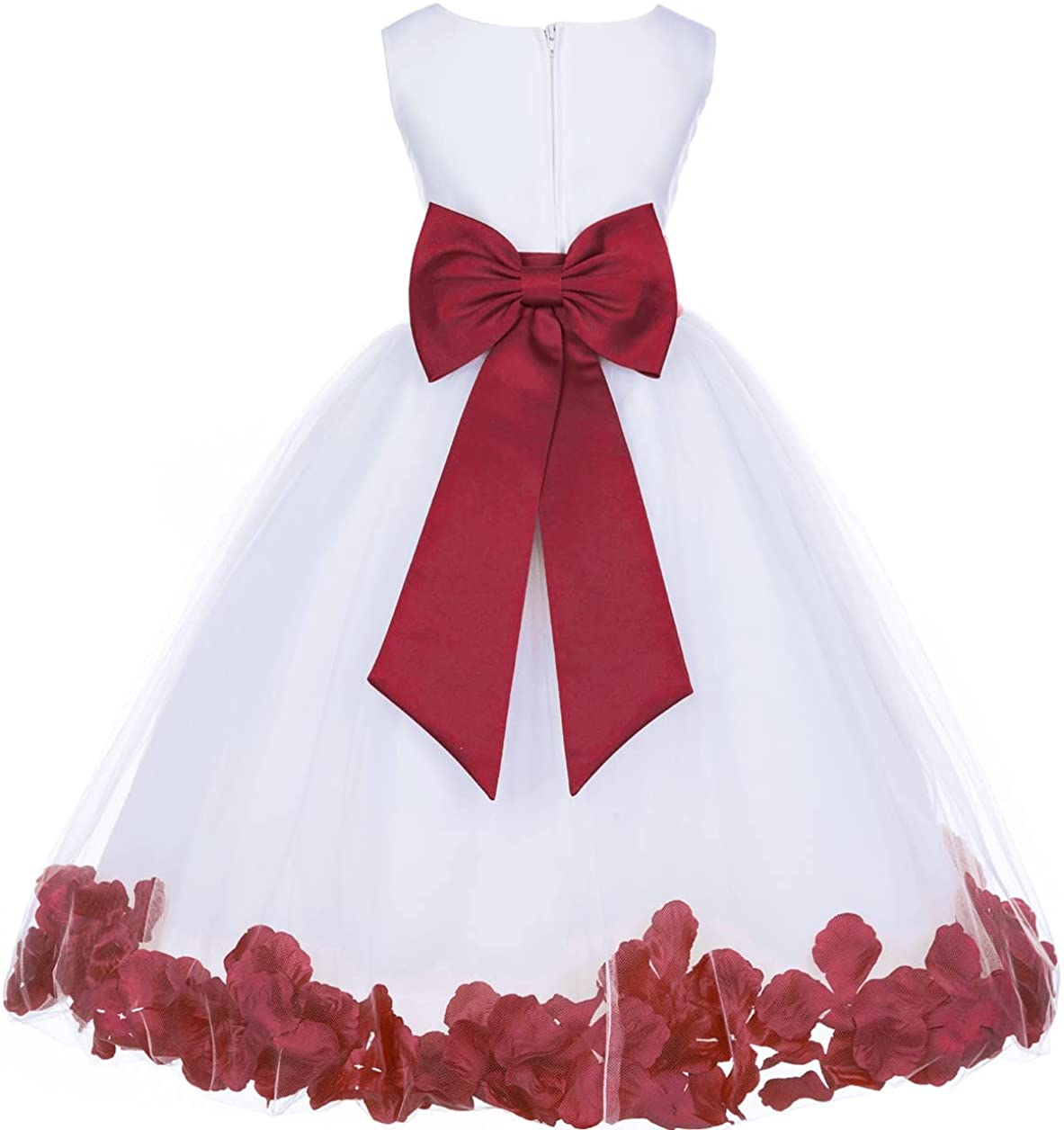 Ivory Tulle Rose Floral Petals Flower Girl Dress - Elegant Bridal Gown