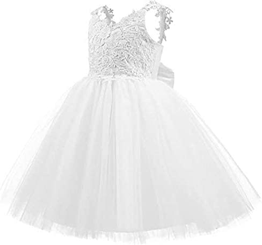 "3D Lace Applique Tulle Flower Girl Dress with Shoulder Strap for Weddings and Special Occasions"