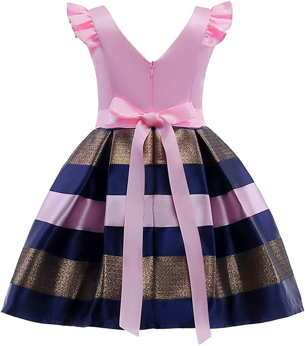 2-10 Years Girls Pageant Stripe Dresses for Easter Christmas Day Halloween Dress