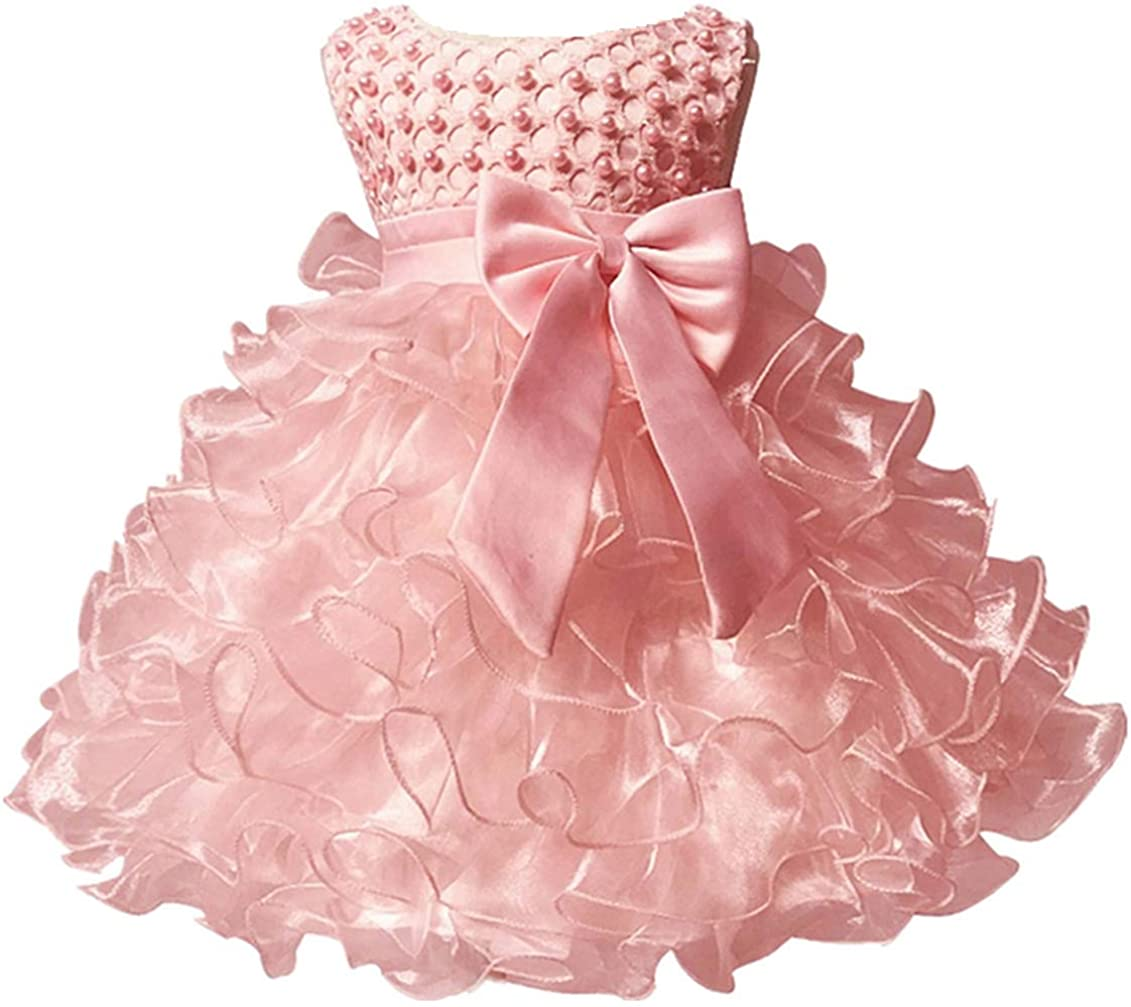  Baby Girl Dresses Ruffle Lace Pageant Party Wedding Flower Girl Dress