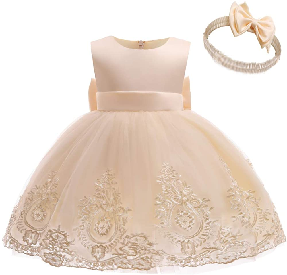 Baby Girls Pageant Lace Embroidery Dress