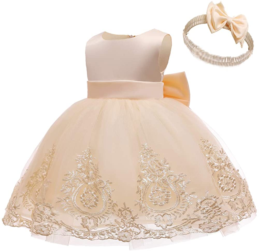 Baby Girls Pageant Lace Embroidery Dress