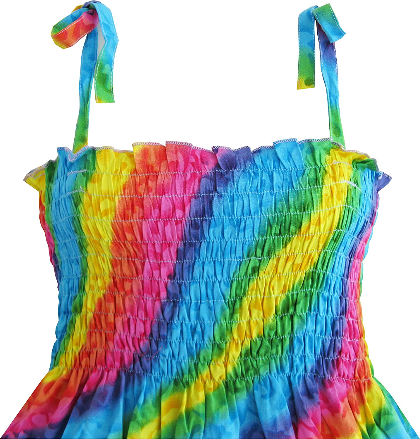 Rainbow Smocked  Girls Dress 