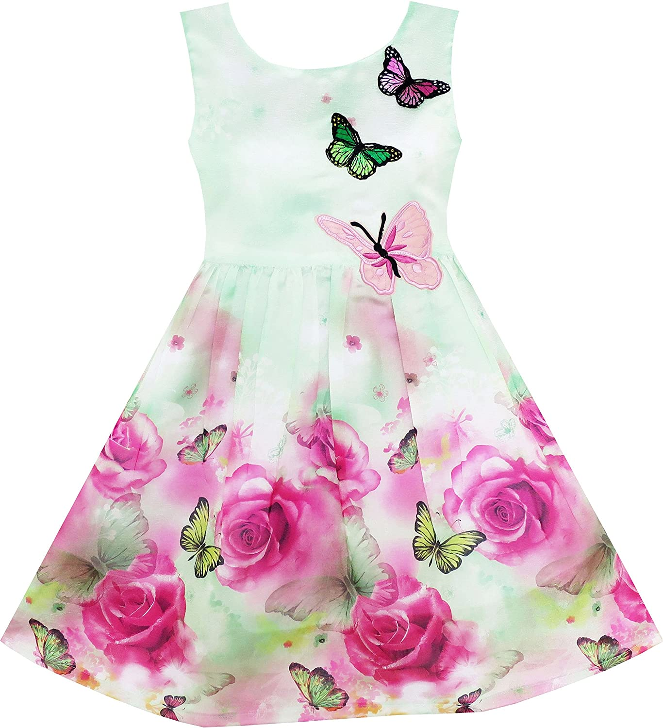 Adorable Rose Flower Printed Dress for Girls - Perfect for Casual Wear
