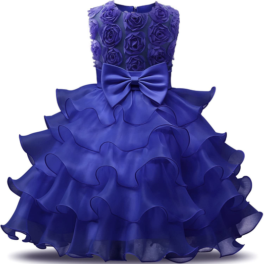 "Girl's Ruffles Lace Party Dress"