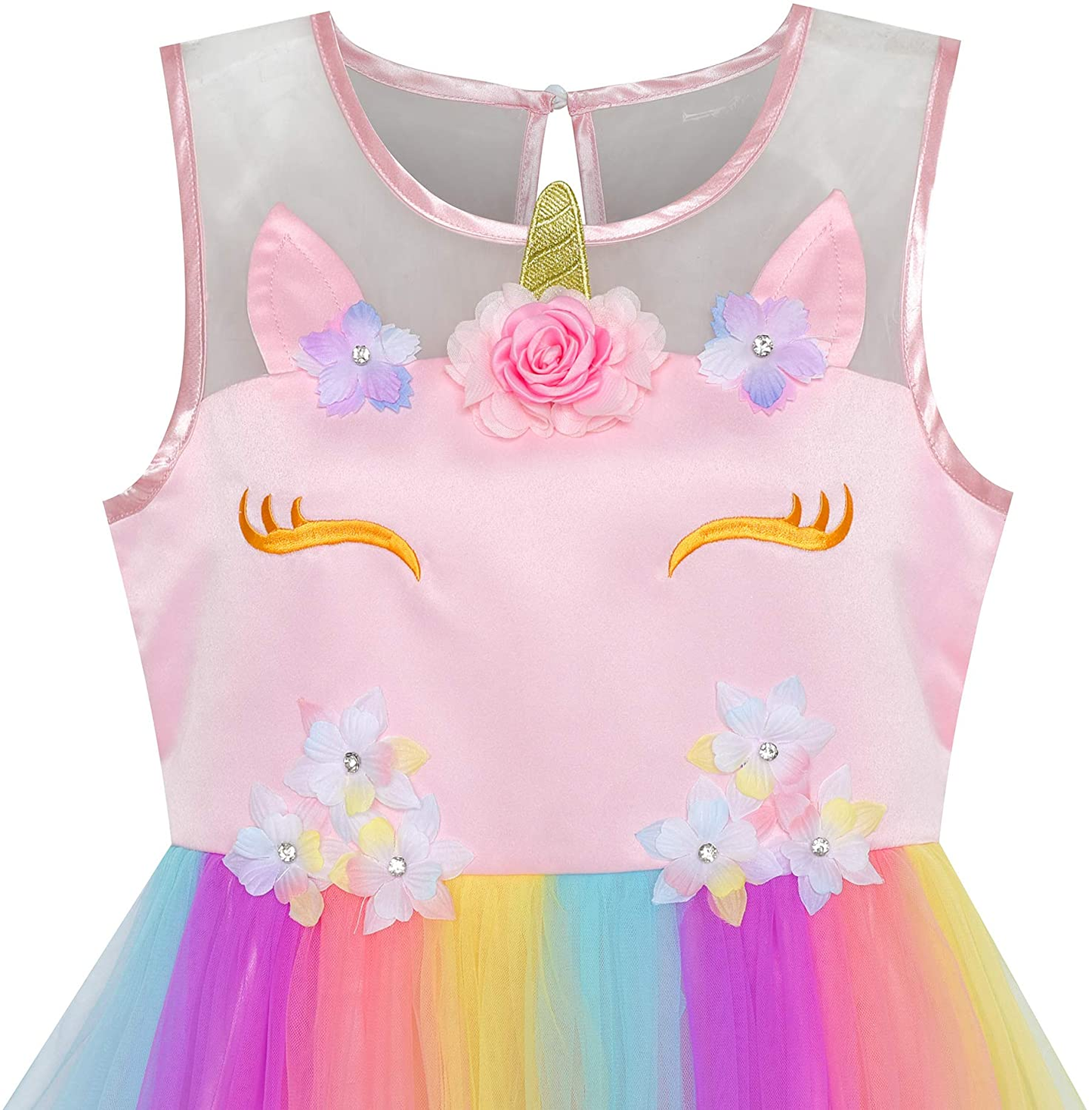 "Unicorn Rainbow Pageant Princess Party Dress for Girls"
