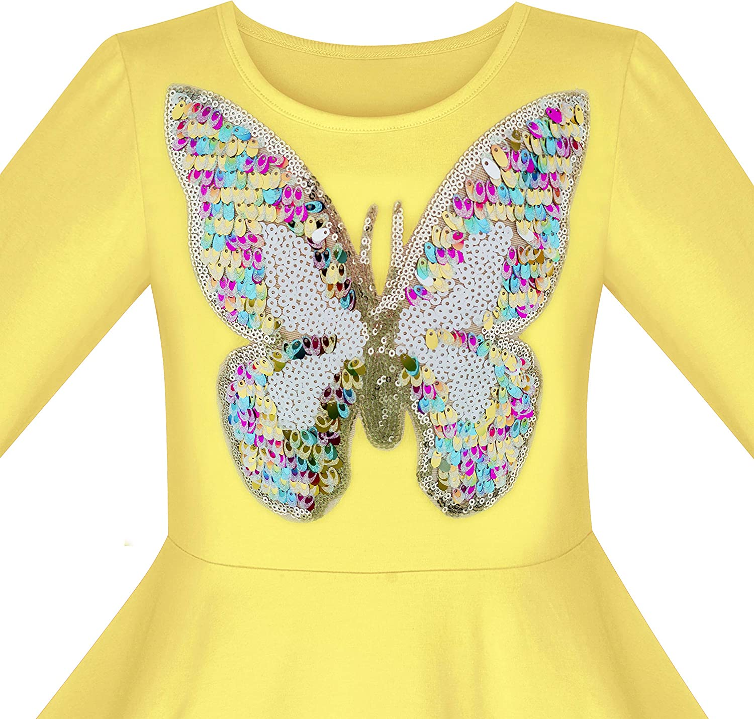 Girls' Yellow Owl Ice Cream Sequin Everyday Dress