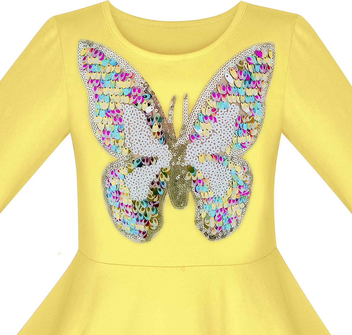 Girls' Yellow Owl Ice Cream Sequin Everyday Dress