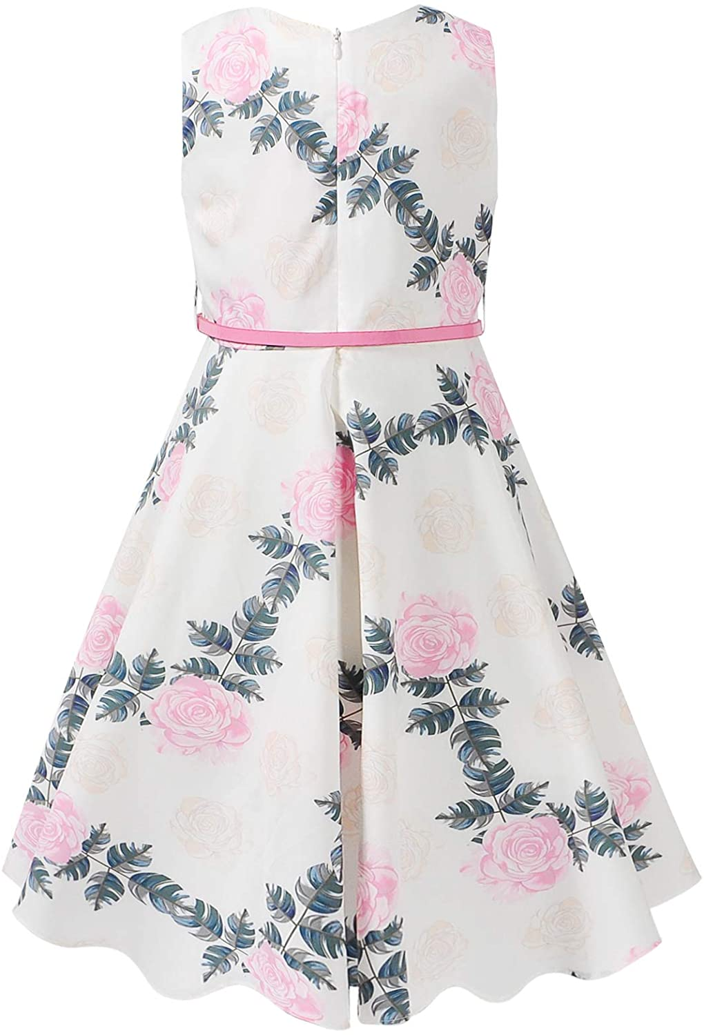 Girls Classy Vintage Floral Swing Kids Party Dresses