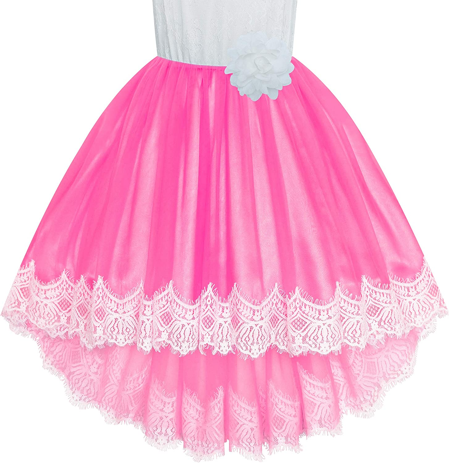 Lace Hi-Low Skirt Flower Girl Dress - Perfect for Weddings, Pageants, and Special Occasions!