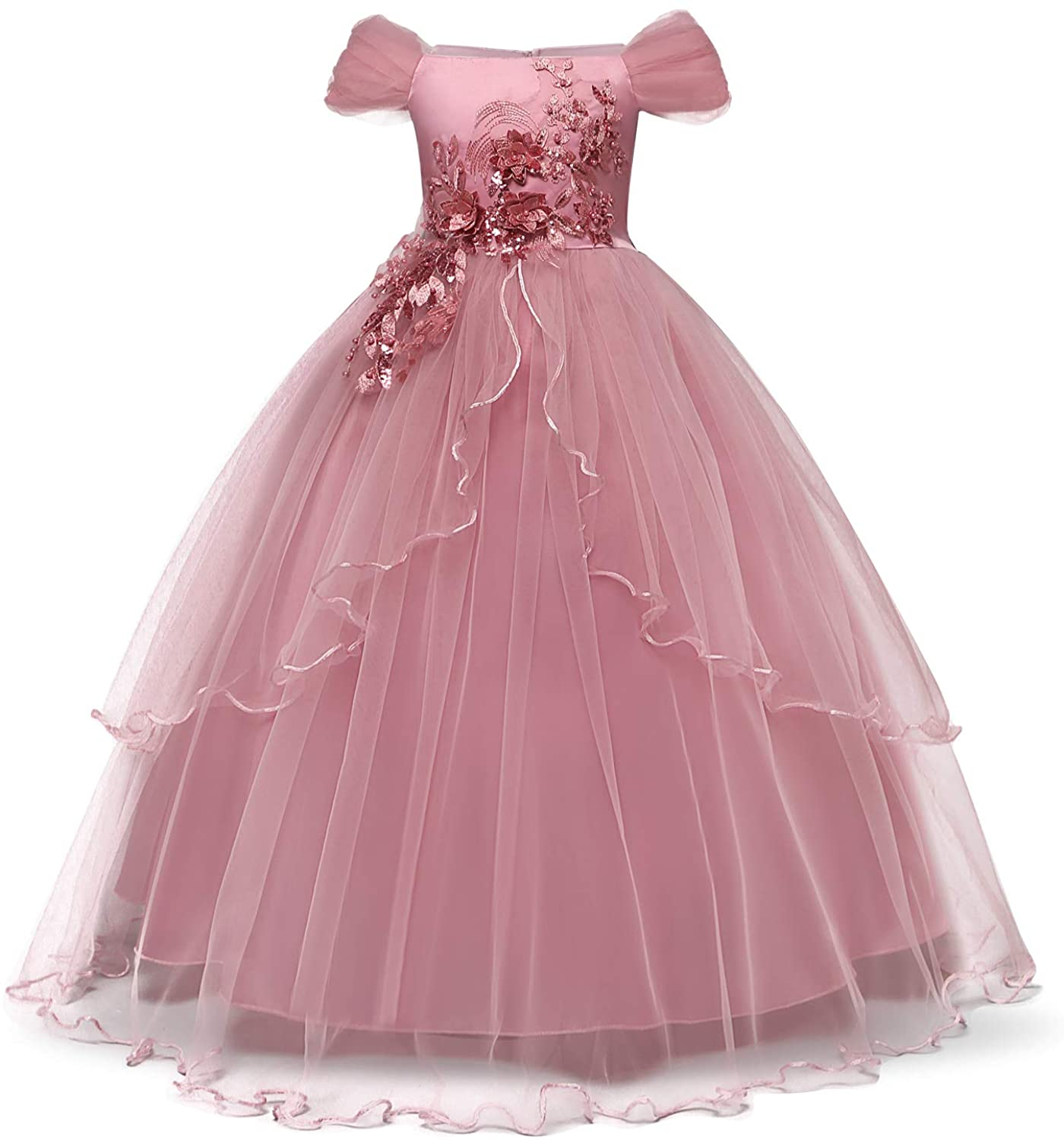 Embroidered Lace Strapless Princess Dress for Girls