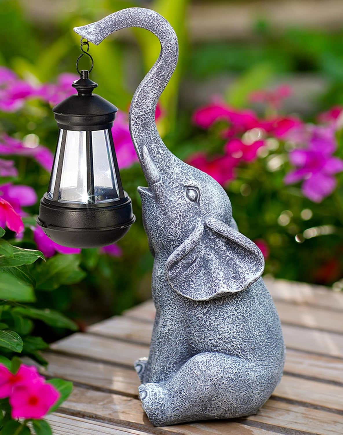 Solar-Powered Elephant Statue for Garden - Eco-Friendly Outdoor Decor with LED Lighting, Weather-Resistant for Pathways & Flowerbeds, Unique Garden Gift for Women & Animal Lovers