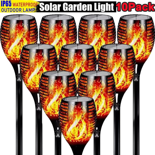 Solar Flame Torch Lights - Flickering, Waterproof, Outdoor Garden & Patio Decor