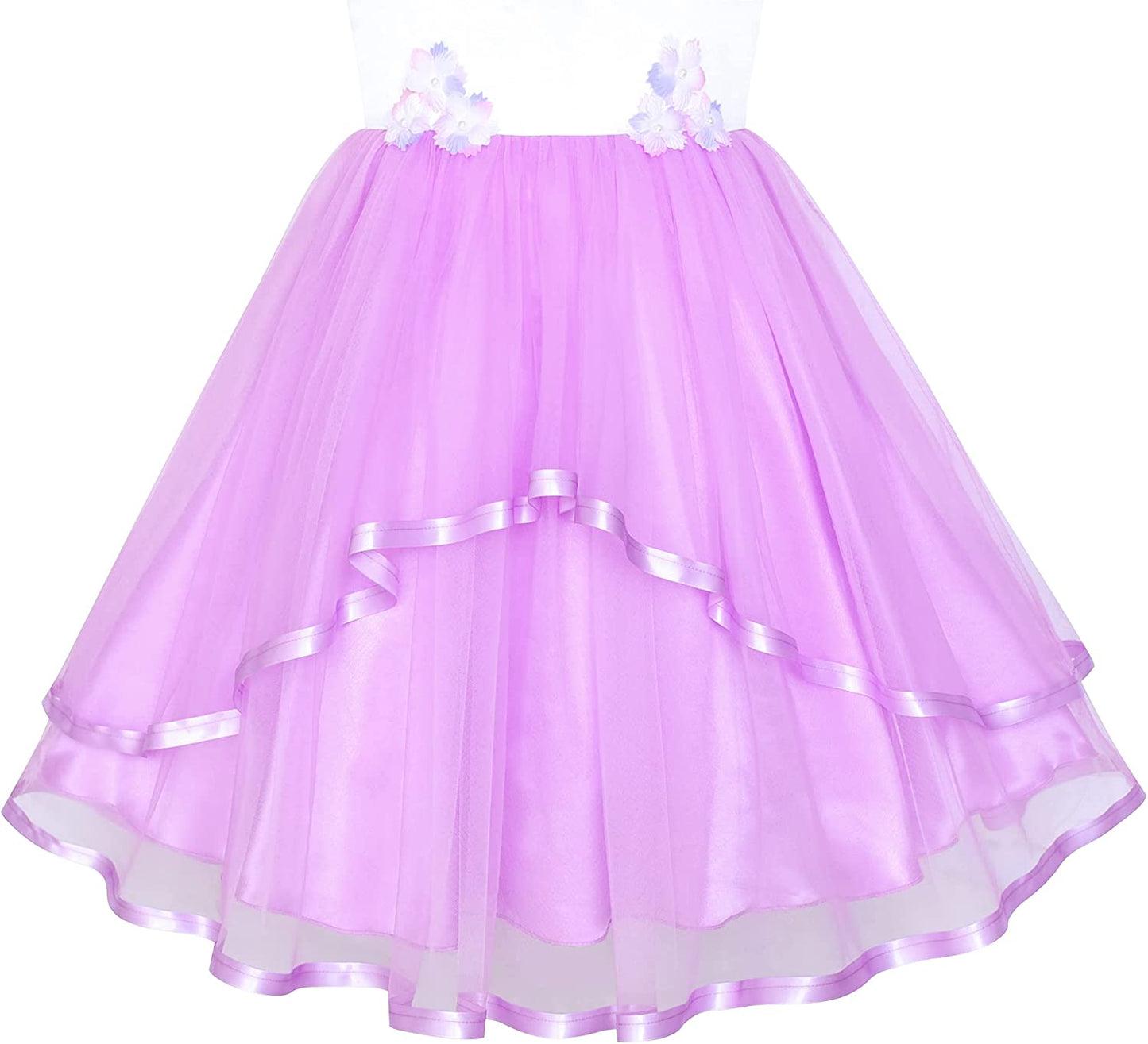 Blue Satin and Tulle Flower Girls Dress (Size 4-12)
