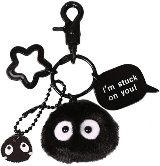 Dust Bunny Soot Sprite Plush Keychain (Style A) - Style a Adorable 2-Inch Plush Dust Bunny Keychain - A Soft and Stylish Accessory for Your Everyday Essentials"